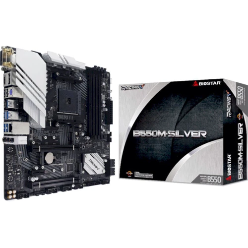 BIOSTAR B550M-SILVER: Оперативная память 4xDDR4 4933 МГц, до 128 ГБ