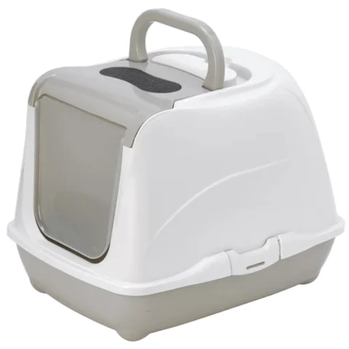 Туалет Moderna Flip Cat для кошек с откидной крышкой, 50х39х37 см серый (C230330): Вид Закрытый