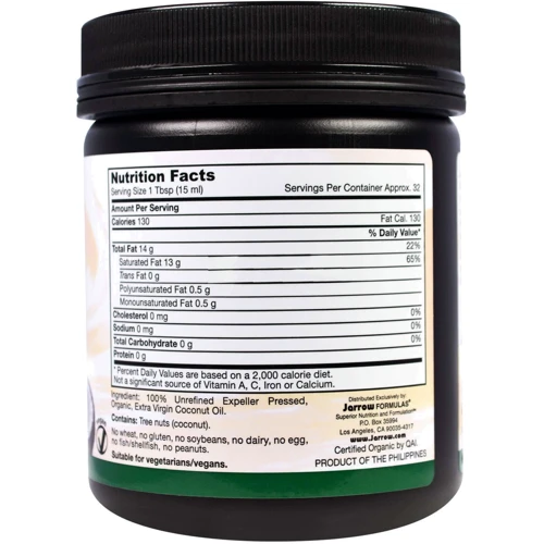 Jarrow Formulas Organic Coconut Oil 16 oz (473 g) Кокосовое масло: Форма выпуска Жидкость