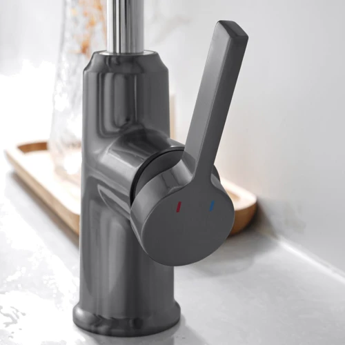 Смеситель для раковины Lefton Single-Hole Waterfall & Pull-Out Liftable Bathroom Faucet-BF2209 Grey: Термостат Нет
