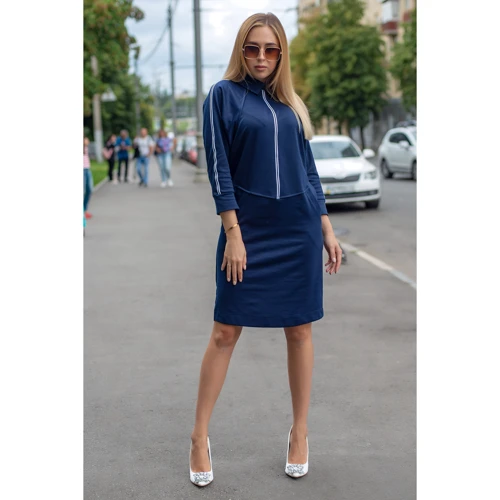 Платье FLFashion Инари ХПИ 3163 52 синее повседневное до середины бедра: Вид Повседневные платья
