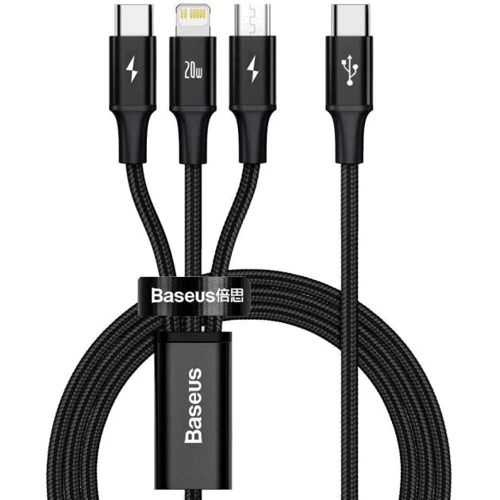 Кабель Baseus Cable USB-C to Lightning/microUSB/USB-C Rapid 1.5m Black (CAMLT-SC01)