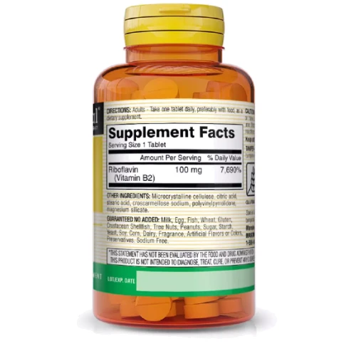 Mason Natural Vitamin B2 100 mg Витамин B2 100 таблеток: Тип Витамин B