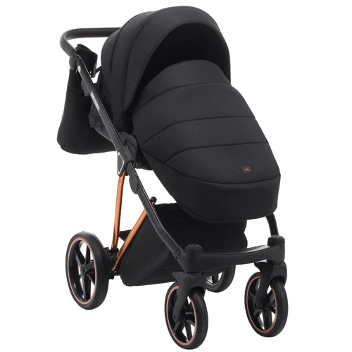 Коляска 2 в 1 Adamex Belissa Special Edidion (Pink Gold) PS-571 чёрный - черная кожа (перфорация): Материал колес резина