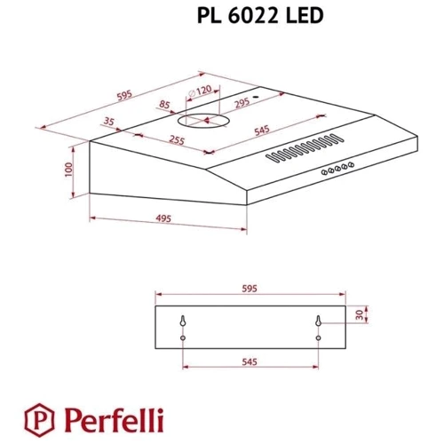 Витяжка Perfelli PL 6022 I LED: Тип фільтра повітря Рециркуляція, Відведення