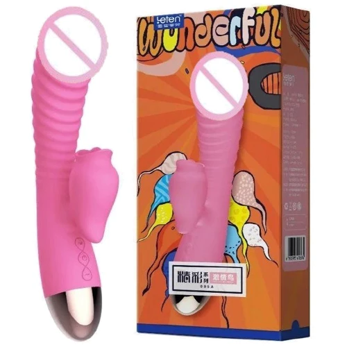 Вибратор-кролик с подогревом и шаловливым язычком для клитора Leten Wonderful Pink