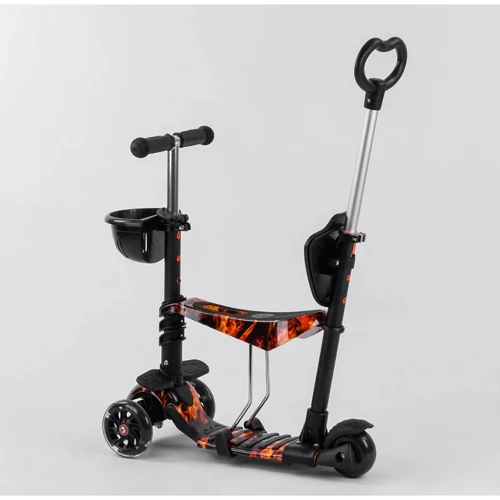 Самокат 5в1 Best Scooter, PU колеса, подсветка колес, Абстракция Black/Orange (102017): Количество колес 3