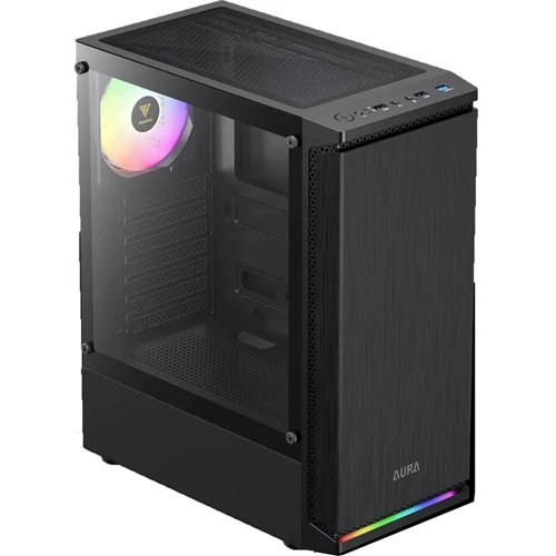 Корпус GAMDIAS Aura GC8 ARGB Black (4711514500691): Материал передней панели пластик и металл