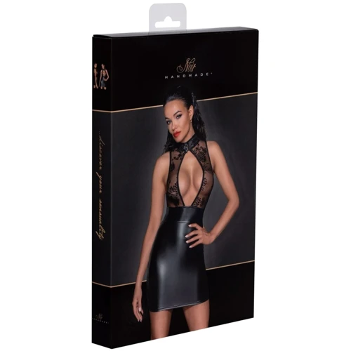 Платье Noir Handmade F241 Short dress with powerwetlook skirt and tulle top Вlack, S