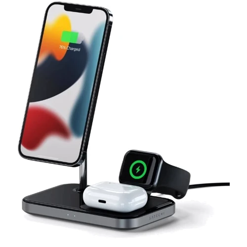 

Satechi Wireless Charger Stand MagSaf Space Gray (ST-WMCS3M) for iPhone 15 I 14 I 13 I 12 series and Apple Watch