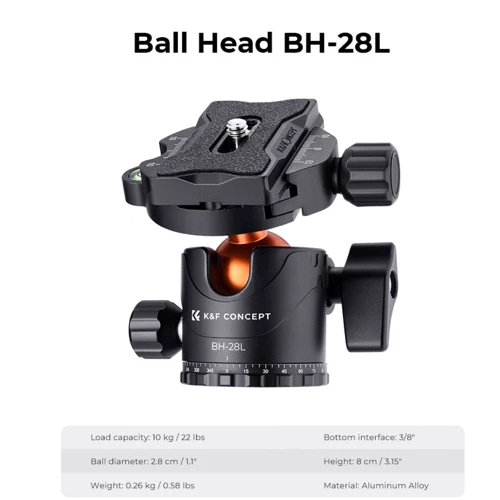 K&F Concept К234А1+BH-28L (KF09.080V1): Максимальна висота 162 см