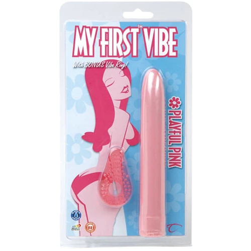 Вибратор + эрекционное кольцо My First Vibe, with Bonus Vibe Ring, 19x2.5 см, розовый