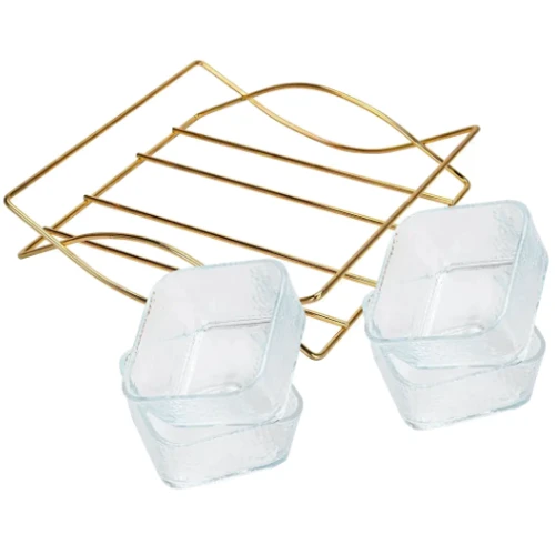 Менажница серверовочная 22x21x5.3 см на стальной подставке 4х280 мл (16393)