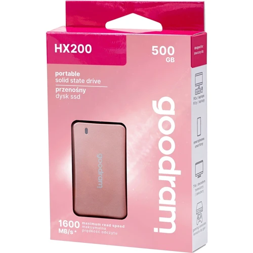 Goodram HX200 500GB (SSDPR-HX200-500-RG): Форм-фактор Portable