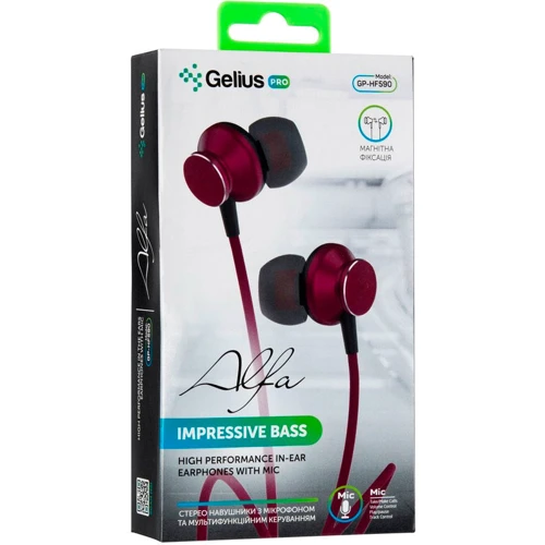 Наушники Gelius Pro GP-HF590 Alfa Red: Тип конструкции вакуумные