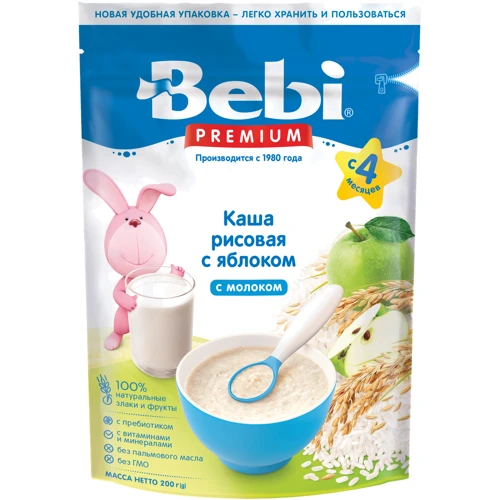 Каша молочная Bebi Premium Рисовая с яблоком 200 г (1105030)