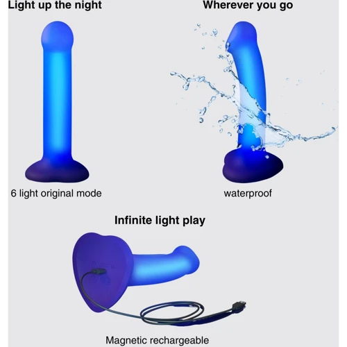 Дилдо, що світиться Strap-On-Me Glow-LED Dildo Purple - M