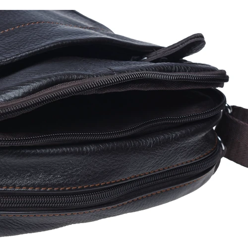 Чоловіча сумка планшет Borsa Leather темно-коричнева (K11027-d.brown): Фактура матова, Зерниста