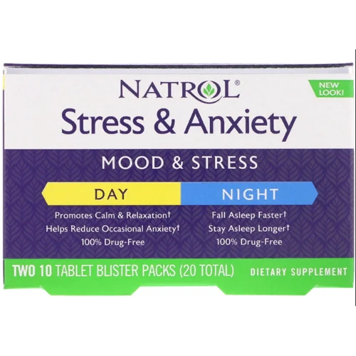 Natrol Stress And Anxiety, Day And Night, Two 10 Tablet Blister Packs (NTL-05458)