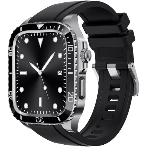 Аксесуар для Watch Rubber TPU Strap with Stainless Stell Case Black/Silver (FLS181108) для Apple Watch 44/45/49mm Ultra: Сумісність Apple Watch 49mm, Apple Watch 45mm, Apple Watch 44mm