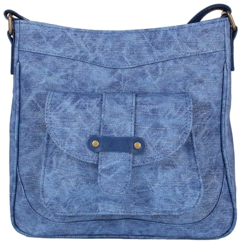 Женская сумка через плечо Laskara синяя (LK10207-denim-blue): Застежка Молния
