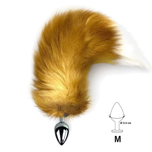 Металева анальна пробка з хвостом з натурального хутра Art Foxy fox