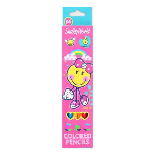 Олівці кольорові YES 6 кольорів Smiley World pink (290399)