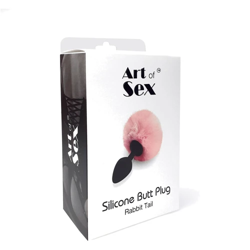 Силиконовая анальная пробка М Art of Sex - Silicone Bunny Tails Butt plug, белый