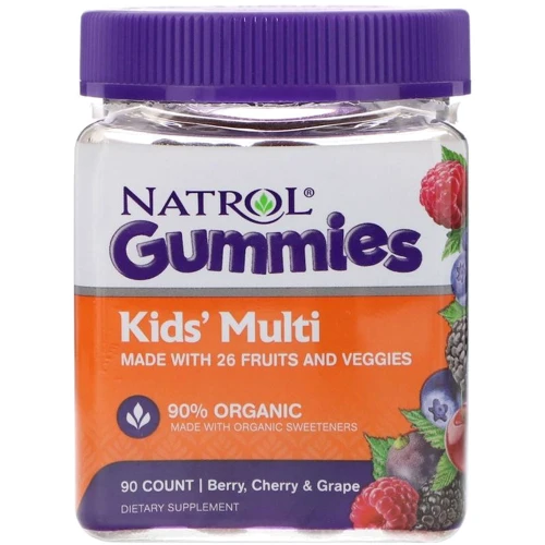 Natrol Gummies Kids 'Multi 90 Count Berry Cherry & Grape Мультівітаміни для дітей зі смаком ягід, вишні і винограду