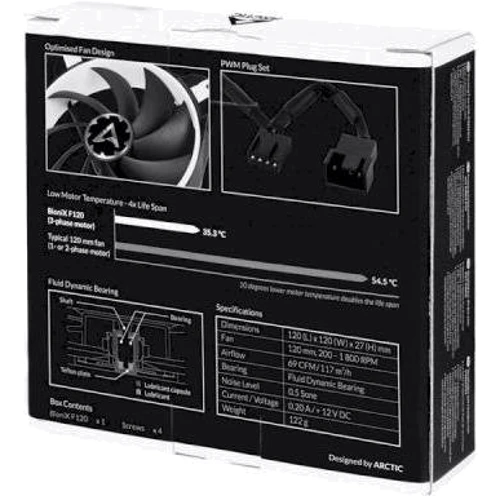 Кулер Arctic BioniX F120 White (ACFAN00093A): Тип подшипника гидродинамический