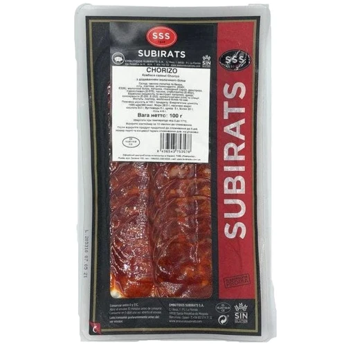 Салями нарізка Subirats Chorizo Curado, 100г