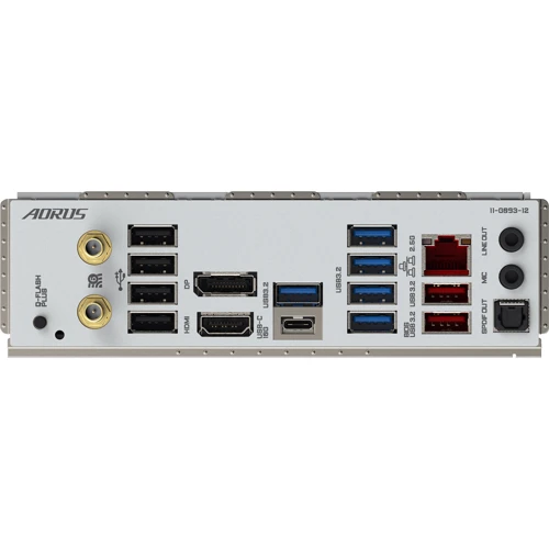 GIGABYTE B650M AORUS ELITE AX ICE (B650M A ELITE AX ICE) UA: Разъемы на задней панели USB Type-C, USB 3.2 Gen 2, USB 3.2 Gen 1, USB 2.0, S/PDIF (Оптический), Ethernet RJ-45, HDMI, DisplayPort
