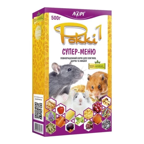 Корм Лорі Роккі-1 Супер-Меню для дрібних гризунів 500 г (ПЕ08)