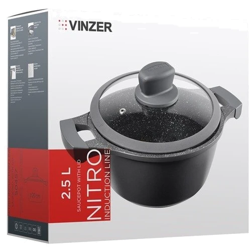 Кастрюля Vinzer с крышкой Nitro Induction Line d 20 cм 2.5 л (50457): Диаметр, см 20
