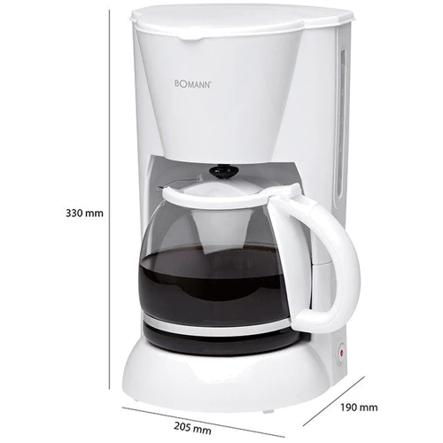 Кофеварка Bomann КА 183 CB white: Объем резервуара для воды, л 1.5