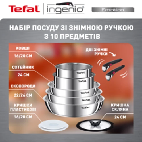 Tefal Ingenio Emotion 10 предметов (L897SA74): Материал корпуса нержавеющая cталь