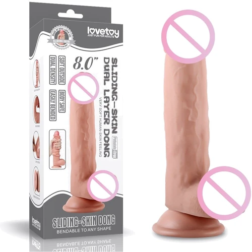 Фаллоимитатор LoveToy Sliding-Skin Dual Layer Dong 8" Flesh