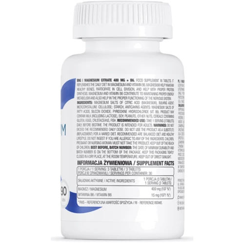 Ostrovit Magnesium Citrate 400mg + B6 90 tab / 30 servings: Пол Унисекс