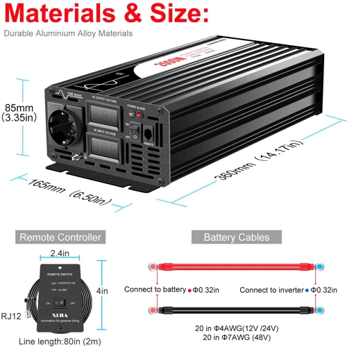 Инвертор 12V 220V Xijia 4000W пик 2000W номинал фото 2