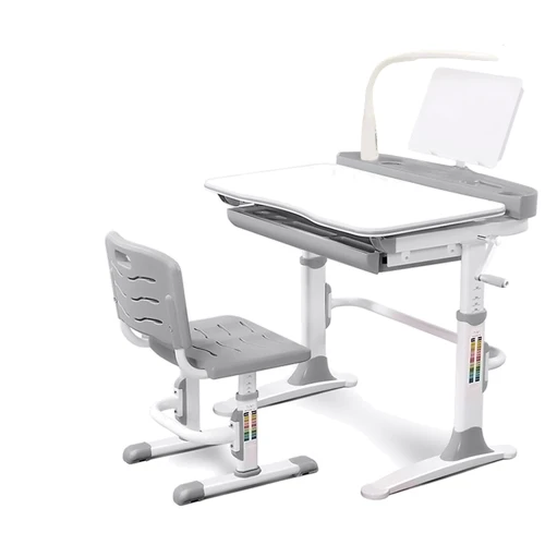 Комплект Evo-kids (стілець + стіл + полку + лампа) Evo-19 G (Gray) з лампою - стільниця біла / колір пластику сірий: Вік дитини від 3-х років