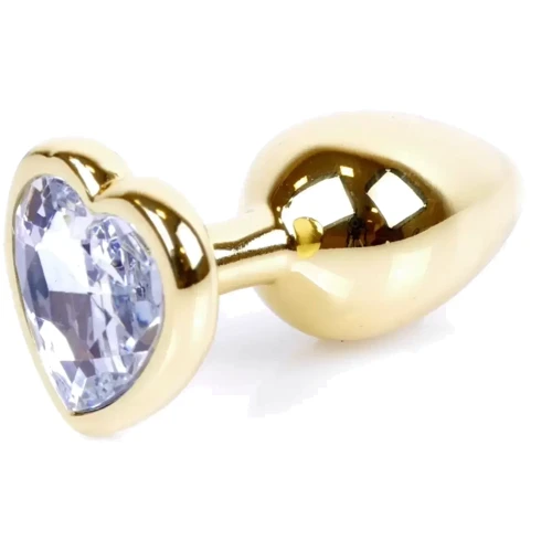 Анальная пробка с кристаллом BOSS of TOYS Boss Series - Jewellery Gold Heart PLUG Clear S, BS6400039