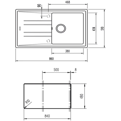 Teka STONE 50 B-TG 1B 1D (115330019): Форма Прямоугольная