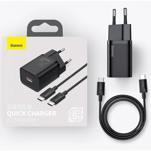 Зарядное устройство Baseus USB-C Wall Charger Super Si 25W Black with Cable USB-C to USB-C (TZCCSUP-L01) фото 7
