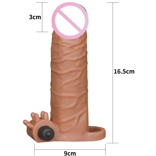 Насадка на член LoveToy Pleasure X-Tender Vibrating Penis Sleeve Add 2" Brown