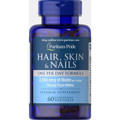 Puritan's Pride Hair, Skin & Nails One Per Day Formula 60 Softgels Формула для волос, кожи, ногтей