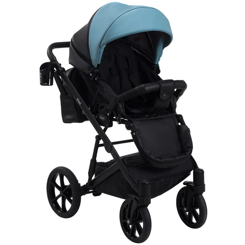 Коляска 2 в 1 Bair Kiwi шкіра 100% BK-7/15 блакитний - чорний: Ширина шасі 58