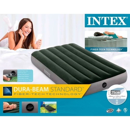 Надувний матрац Intex Classic Downy Airbed зелений (64777): Габарити 191х99х25 см