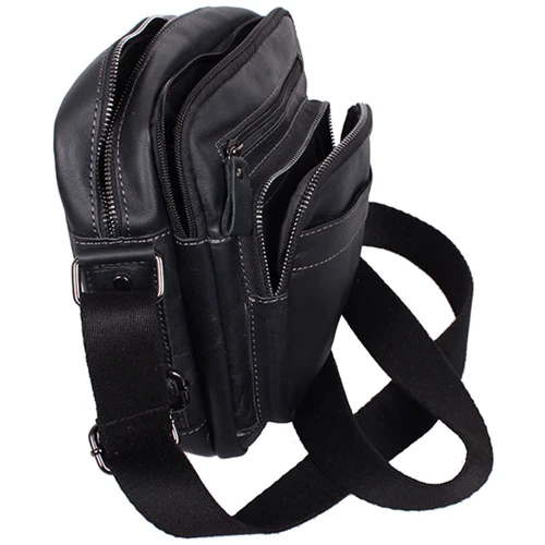 Мужская сумка через плечо Borsa Leather черная (105262-black): Тип ручки Плечевой ремень, Без ручки