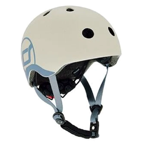 Шлем защитный детский Scoot&Ride светло-серый, с фонариком, 45-51см (XXS/XS)