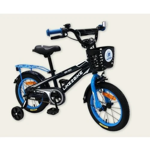 Велосипед детский 2-х колесный 14" 201404 Like2bike Dark Rider, чёрный|синяя, рама сталь